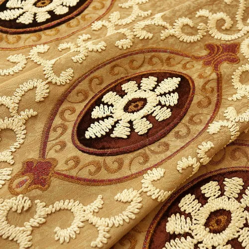 Miniatura 6 de ELKCA Cortinas bordadas de jacquard para dormitorio, cortinas beige de lujo para sala de estar, ojales superiores, 2 paneles