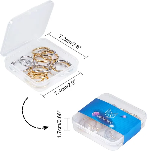 Miniatura 8 de UNICRAFTALE 16 aretes de aro de pulido de acero inoxidable de 0.984 in, 2 colores, aretes de aro Huggie Loop Componentes para bricolaje para mujer
