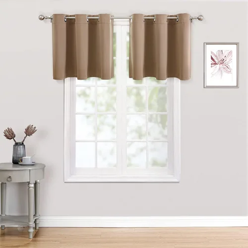Miniatura 100 de ChrisDowa - Cortinas de cenefa pequeñas para cocina, cortinas cortas con ojales y aislamiento térmico para oscurecer la sala y habitación