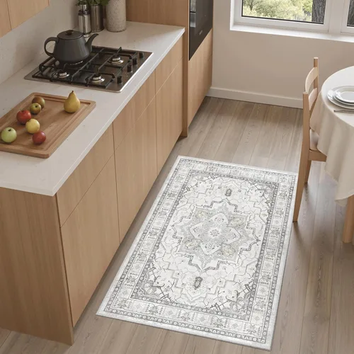 Miniatura 794 de Madane Tapete lavable de 2 x 10 pies para pasillo, cocina, recibidor, clásico, suave, antideslizante para interiores, casa de campo, baño, sala