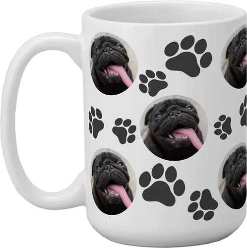 Let's Make Memories Taza de fotos personalizada, estampado de huellas de mascotas, para padres de perros y gatos, Honor Furry Friends, taza de café