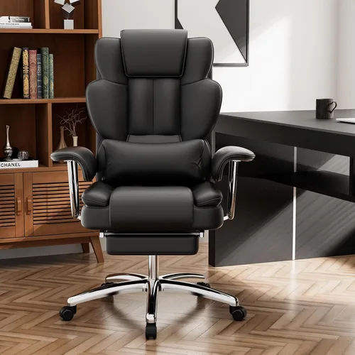 KEIKI Silla ergonómica de oficina de respaldo alto con reposapiés, silla de escritorio resistente para el trabajo diario