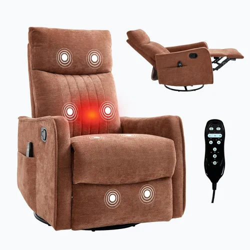Miniatura 10 de Recliner Chair, Swivel Fabric Massage Rocker Recliner Chair for Adults, Manual Nursery Chair Glider Recliner with Massage and Heat for Living Room