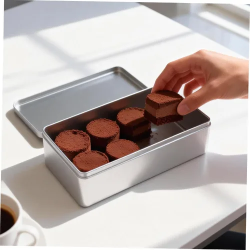 Miniatura 5 de Angoily Caja de lata vacía rectangular con tapa, caja de almacenamiento de hojalata rectangular para galletas, contenedor de lata de metal