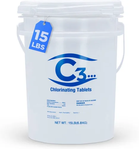 Miniatura 8 de C3 Pestañas de cloro estabilizadas de 3 pulgadas para piscinas Fácil de usar para piscinas sobre el suelo o enterradas Tabletas de cloro