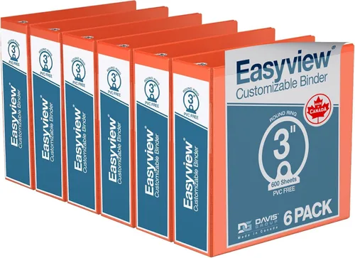 Miniatura 14 de Easyview - Carpetas prémium de 3 anillas con cubiertas transparentes y anillos redondos, carpetas para la escuela u oficina, 1 pulgada, paquete