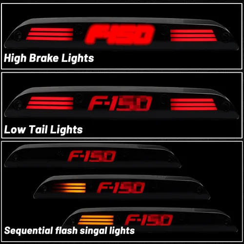 Miniatura 3 de PGTONOE Luz LED ahumada de montaje alto, tercera luz de freno, señal de giro, lámpara de carga, compatible con Ford F150 F250 F350 F450 Ranger