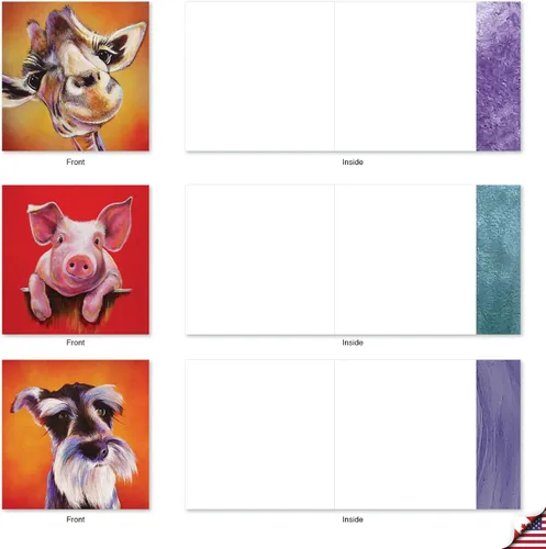 Miniatura 2 de The Best Card Company - 10 adorables tarjetas de notas en blanco (4 x 5.12 pulgadas) - Tarjetas de vida silvestre y animales, juego surtido