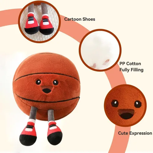 Miniatura 2 de Divertida almohada de felpa de baloncesto con patas – Lindo juguete de animal de peluche para niños y niñas, regalo de almohada decorativa