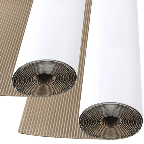 Eaasty Paquete de 2 rollos de cartón corrugado de 12 pies x 35 pulgadas, hojas de papel de cartón corrugado de una sola cara blanca para