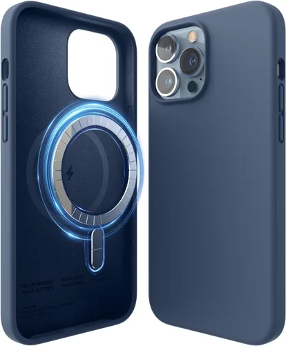 Miniatura 8 de elago Funda magnética de silicona compatible con MagSafe compatible con iPhone 13 Pro Max de 6.7 pulgadas, imanes integrados, funda protectora, Negro