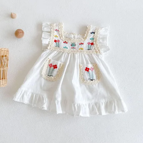 Miniatura 2 de IMEKIS Vestido mexicano para niña pequeña, mameluco bordado para hermanas a juego, trajes étnicos, vestido de verano