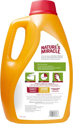 Miniatura 2 de Nature's Miracle Destructor de manchas instalado, 1 galón, para desorden de gatos, fórmula Oxy con aroma a naranja