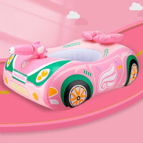 Miniatura 6 de Toddler Pool Float Inflatable Car Baby Swim Float with Adjustable Sun Canopy and Safety Seat Pool Toys for Kids 3+ Years Old