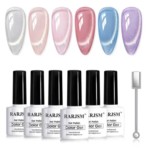 Miniatura 40 de RARJSM Juego de Esmaltes de Gel Nude Colección Jelly Pink de 6 Colores Naturales Transparentes Rosa Translúcido Lechoso Malva Morado Marrón Claro