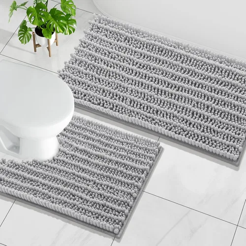 Miniatura 28 de Arotive Juego de 2 alfombras de baño de felpilla de lujo, extra suaves, absorbentes, peludas y alfombras de baño de contorno en forma de U