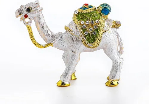 Miniatura 12 de YU FENG Adorno decorativo de figuras de camello de cristal dorado de 2.4 pulgadas, estatuas de camello esmaltadas doradas, caja de joyería