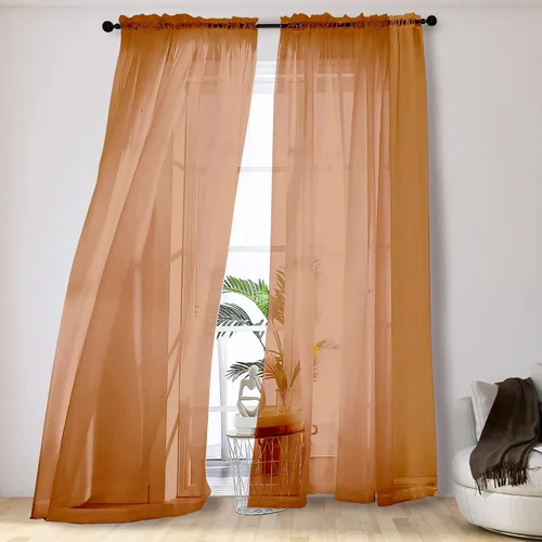 Miniatura 63 de OVZME - Cortinas traslúcidas blancas de 45 pulgadas de largo, 2 paneles, cortinas de gasa con bolsillo para barra para ventanas pequeñas, cada una