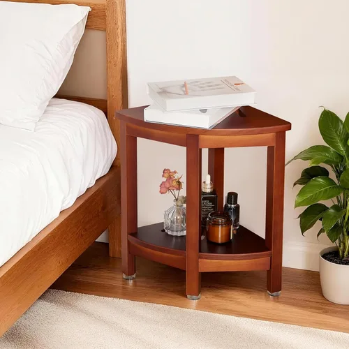 Miniatura 2 de HouseJoy Banco de ducha esquinero con estante, taburete de ducha de esquina de 16.5 pulgadas de alto para afeitarse las piernas, reposapiés