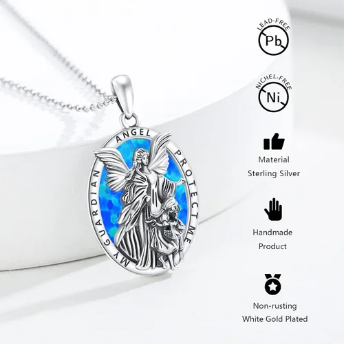 Miniatura 4 de Collar con colgante de San MiguelSan CristóperSan SebastiánGuadalupeÁngel de la GuardaSanta MuerteJudeJoseph para hombres y mujeres, plata de ley