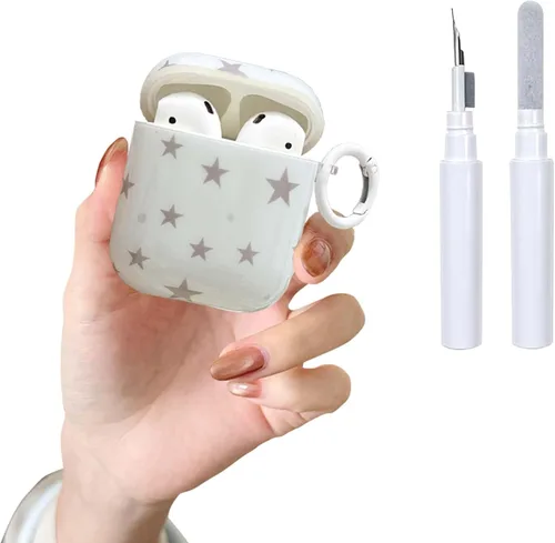 Funda para AirPods 2/1 con diseño de estrella bonita, con kit limpiador protector de auriculares para AirPods de 2ª/1ª generación, color azul