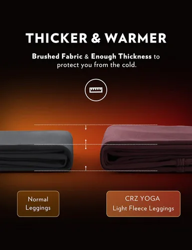 Miniatura 4 de CRZ YOGA Leggings de invierno de forro polar ligero para mujer de 28 pulgadas, pantalones gruesos cepillados, cálidos de cintura alta, leggings