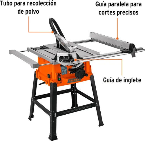 Miniatura 2 de TRUPER SME-10B Sierra de Mesa 10" 1900 W (2-1/2 HP) con Base, Naranja