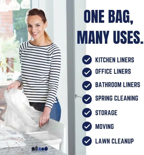 Miniatura 3 de Plasticplace Bolsas de basura de 20-30 galones │ 0.7 mil │ Revestimientos blancos para botes de basura │ 30 pulgadas x 36 pulgadas (200 unidades)