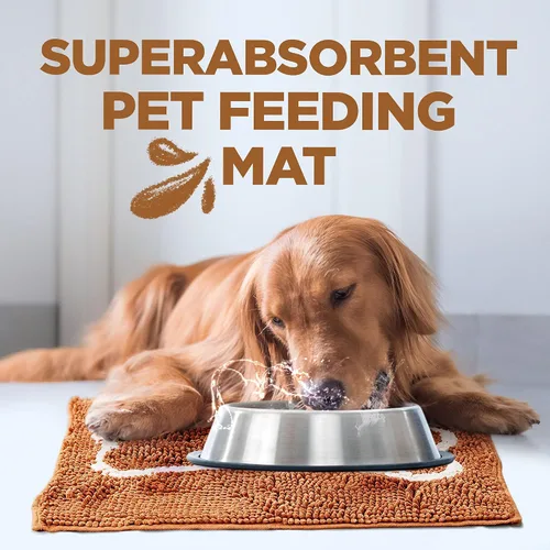 Miniatura 8 de Soggy Doggy Slopmat - Tapete de comida para perros, tapete de microfibra absorbente de felpilla para alimentación de mascotas para alimentos