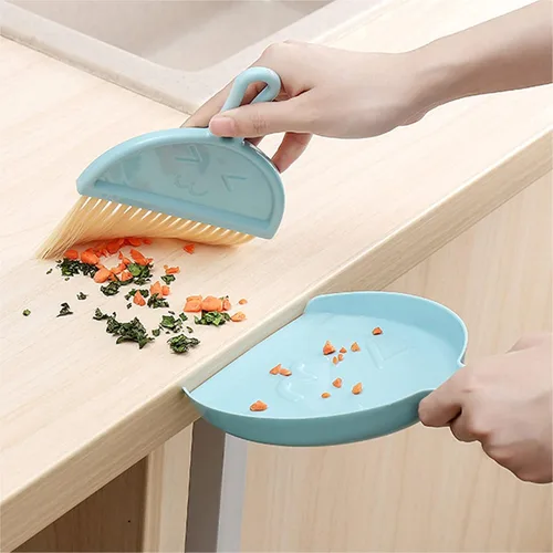 Miniatura 4 de Juego de 3 piezas de mini escoba y recogedor para el hogar, automóvil, cocina, mesa, niños, cerdas de plástico duraderas, de mano, colgables, 3
