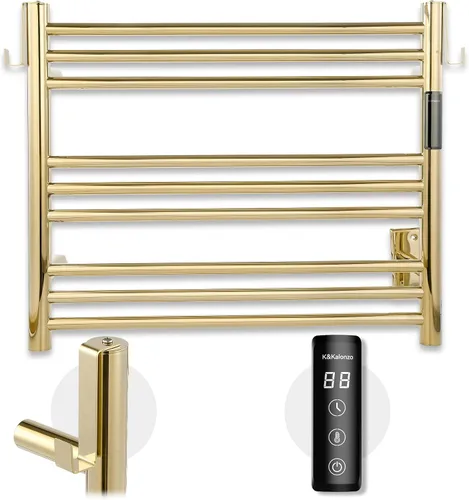 Miniatura 20 de K&KALONZO Calentador de toallas para baño, toallero térmico de 9 barras montado en la pared con temporizador integrado, calentador de toallas