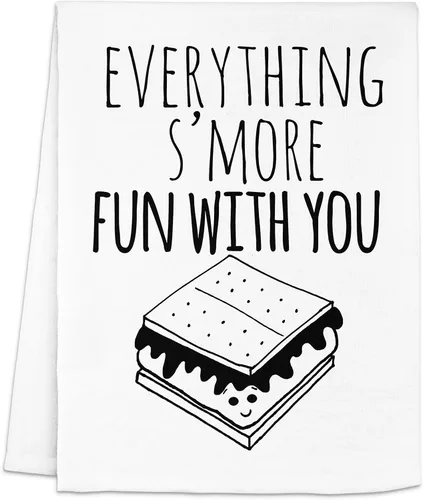 Toalla de cocina divertida, Everything S'more Fun With You, toalla de cocina con saco de harina, dulce regalo de inauguración de la casa, color