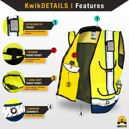 Miniatura 3 de KwikSafety GODFATHER SHERIFF - Chaleco de seguridad [amarillo/azul, pequeño] + paquete de casco de ala completa TORTOISE