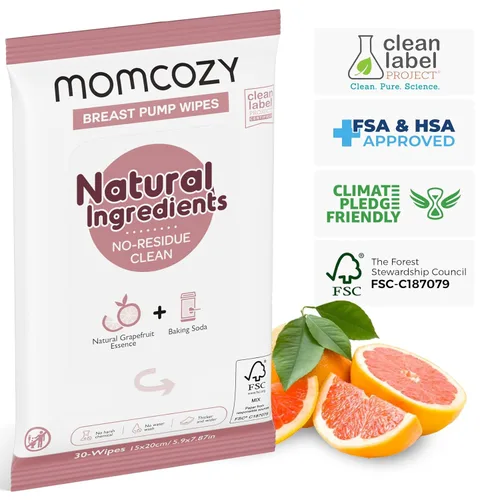 Miniatura 5 de Momcozy Toallitas Naturales para Extractor de Leche para Limpieza de Piezas del Extractor Sobre la Marcha, 30 Unidades (Paquete de 3), Toallitas