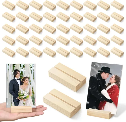 50 soportes de madera para tarjetas, soporte para fotos y fotos, soportes de madera para números de mesa para bodas, ceremonias, fiestas de