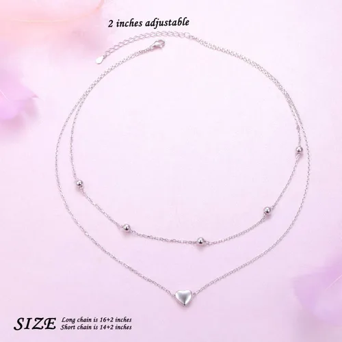 Miniatura 5 de DAOSHANG Collares en capas para mujer de plata de ley S925, collar lindo de doble capa de corazóncírculopata de perro, estrellalunaestrella