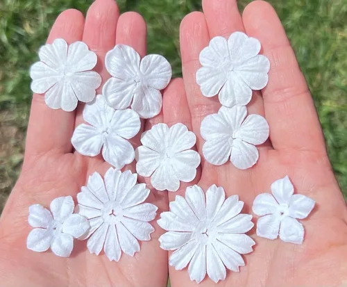 Hecho a mano, 100 unidades de flores mixtas de 0.709 in - 2 pulgadas de papel de morera flores de papel de morera para álbumes de recortes, boda,