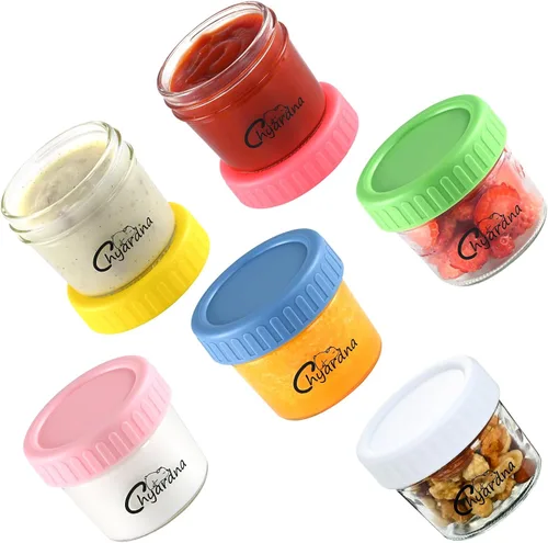 Miniatura 11 de Paquete de 24 recipientes de vidrio para almacenamiento de alimentos para bebés, tarros de comida para bebés a prueba de fugas de 4 onzas con tapas