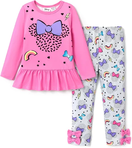 Miniatura 22 de Disney Minnie Mouse - Conjunto de sudadera con manga larga y leggings de princesa Frozen, Marvel para niñas pequeñas, 2 piezas, tallas 2-6 años