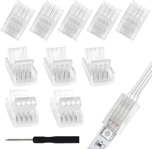 Miniatura 9 de RGBZONE 10 conectores LED de 4 pines, conector RGB de tira a tira para 0.394 in, resistente al agua o no impermeable, SMD 5050/3528 RGB luces