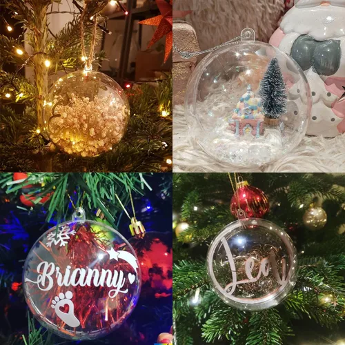 Miniatura 6 de 10 bolas decorativas de plástico transparente de relleno de 2.75 pulgadas, bola transparente para manualidades, Navidad, cumpleaños, boda, fiesta