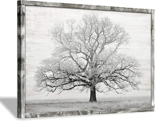 Miniatura 16 de Hardy Gallery Lienzo abstracto de árbol para la pared: pintura azul, impresión gráfica sobre lienzo, tamaño pequeño sin adornos para comedor
