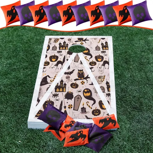 Miniatura 6 de Ceenna 12 bolsas de frijoles de Acción de Gracias, Halloween, calabaza, Cornhole, bolsas para lanzar juegos de Navidad, bolsas de frijoles de maíz
