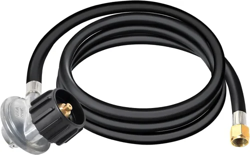 ABYDA Regulador de propano de 5 pies y manguera adaptadora, piezas de repuesto universales para regulador de gas, manguera de tanque de propano para