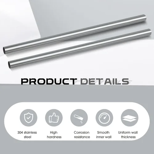 Miniatura 4 de Hicarer 2 piezas de tubo de acero inoxidable 304 de 1-1/2" OD de 24 pulgadas de longitud, tubo de pared engrosada y soldable de 16 calibres, tubo