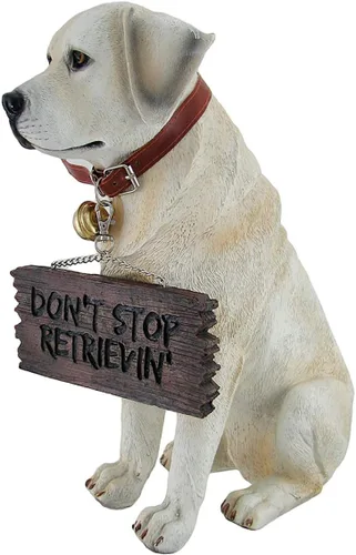 Miniatura 3 de Labrador Retriever - Estatua de jardín con letrero de bienvenida reversible, figura de perro de resina, decoración de laboratorio pintada a mano
