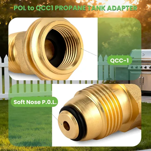 Miniatura 3 de Adaptador de tanque de propano POL a QCC1, convertidor de propano de latón macizo de alta resistencia para tanques LP, ajuste universal