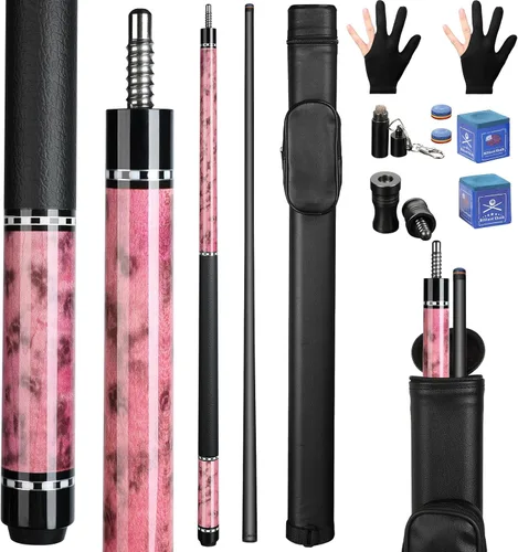 Miniatura 11 de KMISE Taco de piscina de fibra de carbono, eje de fibra de carbono 100% de 58 pulgadas, palos profesionales de baja desviación para adultos, Rosa