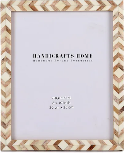 Miniatura 17 de Handicrafts Home Marco de fotos de mosaico chevron – Marco de fotos hecho a mano con incrustaciones de hueso de 4 por 6 para decoración de mesa