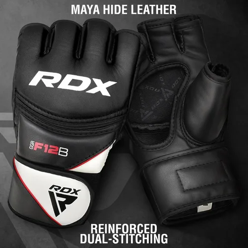 Miniatura 5 de RDX Guantes MMA Grappling Sparring, Cuero Maya Hide, Guantes de Boxeo Hombres Mujeres Muay Thai Artes Marciales Entrenamiento, Mitones Ajustables